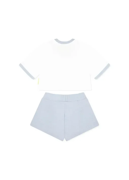 Barrow Kids T-shirt Bianca con Shorts Celeste per Neonate
