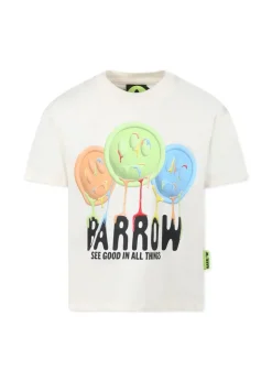 Barrow Kids T-shirt Crema con Stampa Smiles per Bambini
