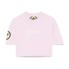 Barrow Kids T-shirt Crop Rosa con Stampa per Bambine