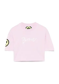 Barrow Kids T-shirt Crop Rosa con Stampa per Bambine