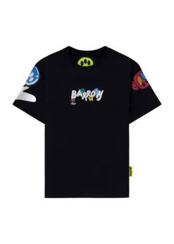Barrow Kids T-shirt Nera con Stampa Logo per Bambini