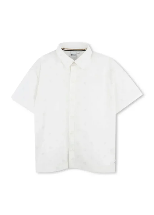 Boss Kids Camicia Bianca con Stampa All Over per Bambini