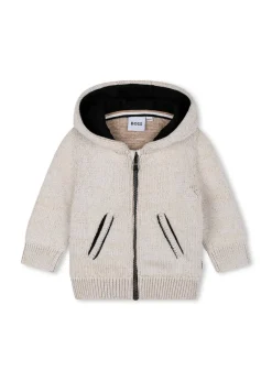 Boss Kids Cardigan Sabbia con Cappuccio per Neonati