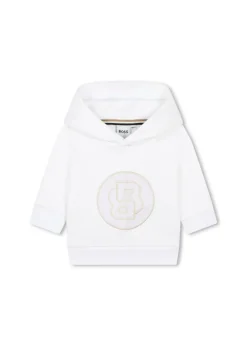 Boss Kids Felpa Bianca con Cappuccio con Patch B per Neonati