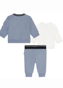 Boss Kids Felpa con Pantaloni Azzurri con T-shirt per Neonati