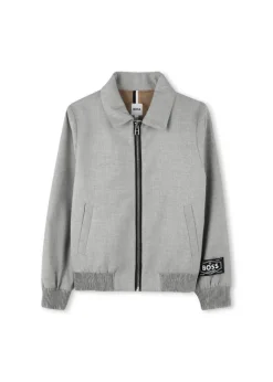 Boss Kids Felpa Grigia con Logo per Bambini
