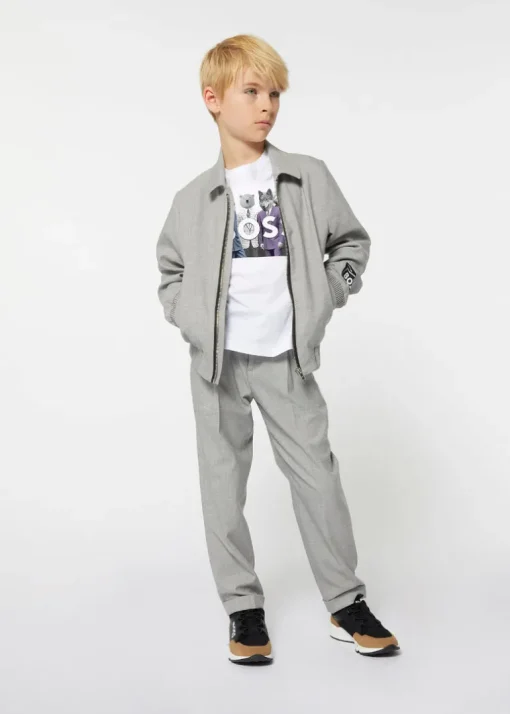 Boss Kids Felpa Grigia con Logo per Bambini