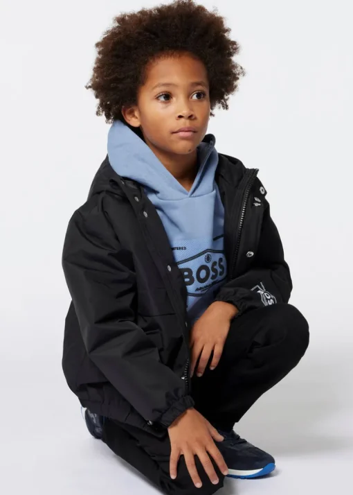 Boss Kids Giubbino Nero con Logo per Bambini