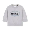 Boss Kids Maglioncino Grigio Girocollo con Logo per Neonati