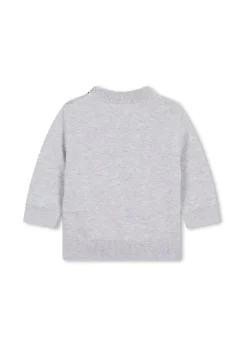 Boss Kids Maglioncino Grigio Girocollo con Logo per Neonati