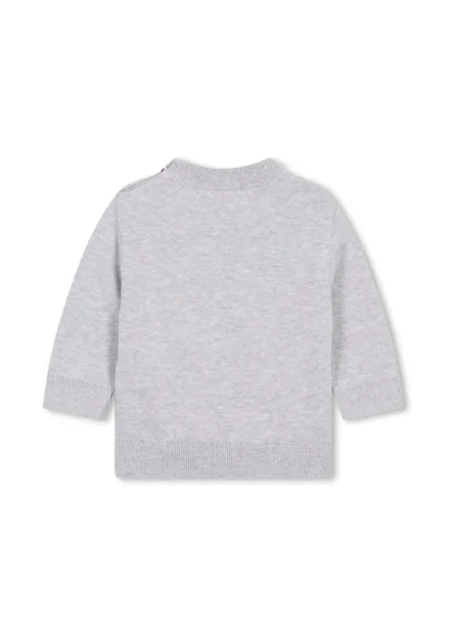 Boss Kids Maglioncino Grigio Girocollo con Logo per Neonati