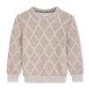 Boss Kids Maglione Sabbia Fantasia Rombi con Logo per Bambini