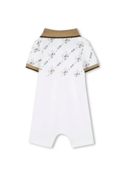 Boss Kids Pagliaccetto Bianco con Stampa Fox per Neonati