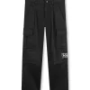 Boss Kids Pantaloni Neri Stile Cargo con Logo per Bambini