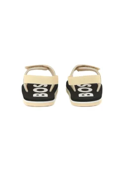 Boss Kids Sandali Beige Pull On con Logo per Neonati