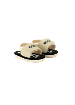 Boss Kids Sandali Beige Pull On con Logo per Neonati