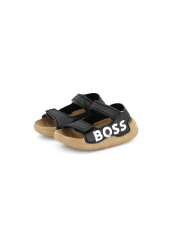 Boss Kids Sandali Neri con Logo per Neonati