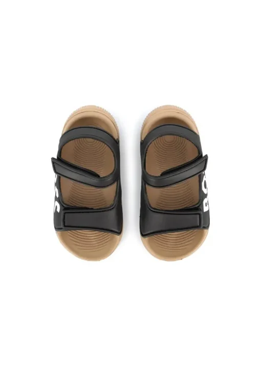 Boss Kids Sandali Neri con Logo per Neonati