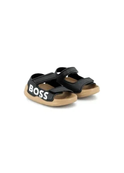 Boss Kids Sandali Neri con Logo per Neonati