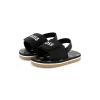 Boss Kids Sandali Neri Pull On con Logo Neonati