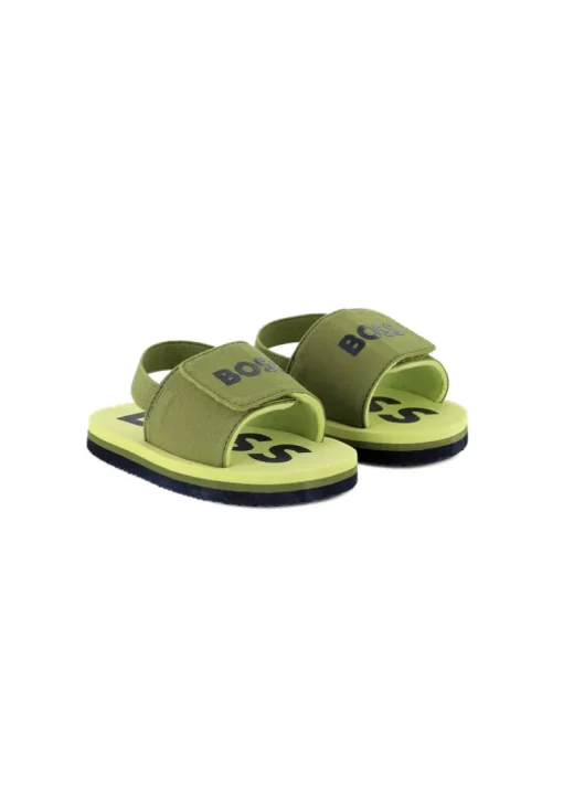 Boss Kids Sandali Verdi Pull On con Logo Neonati