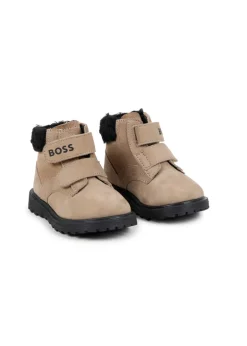 Boss Kids Stivaletti Biscotto in Pelle con Logo per Neonati