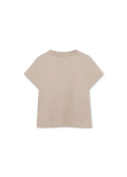 Boss Kids T-shirt Beige con Stampa per Neonati