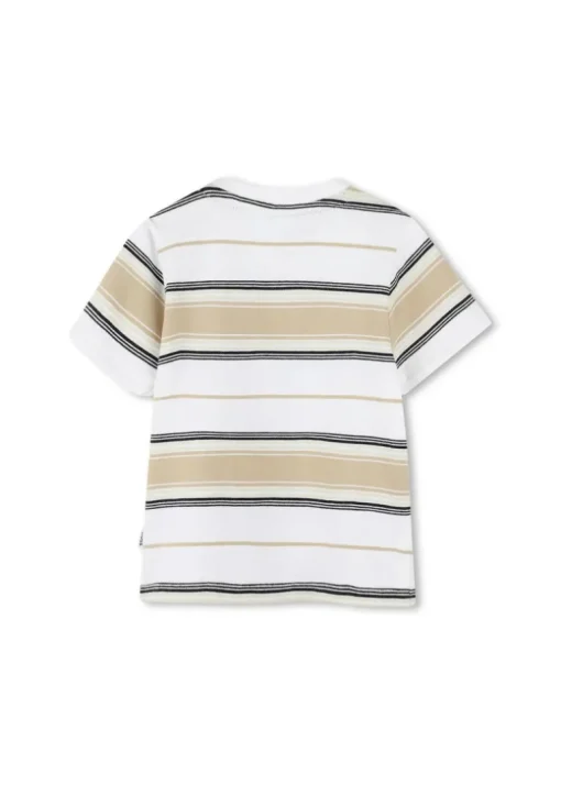 Boss Kids T-shirt Bianca a Righe per Neonati