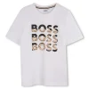 Boss Kids T-shirt Bianca con Stampa Boss per Bambini