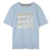 Boss Kids T-shirt Celeste con Stampa Boss per Bambini