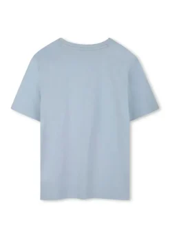 Boss Kids T-shirt Celeste con Stampa Boss per Bambini