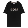 Boss Kids T-Shirt Nera con Stampa Logo per Bambini