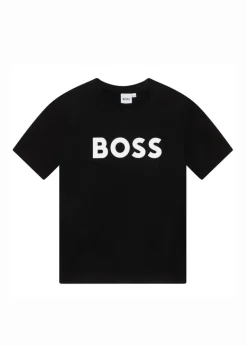 Boss Kids T-Shirt Nera con Stampa per Bambini