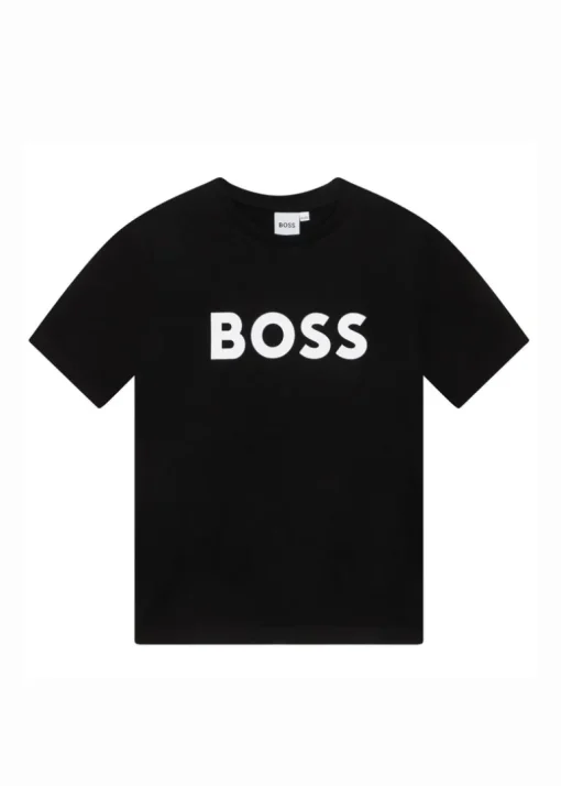 Boss Kids T-Shirt Nera con Stampa per Bambini