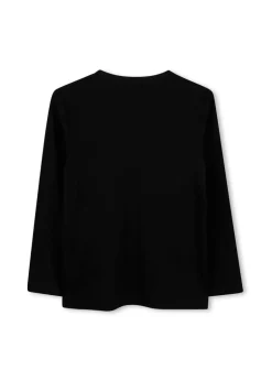 Boss Kids T-shirt Nera Maniche Lunghe con Logo per Bambini