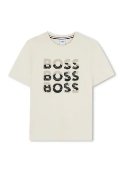 Boss Kids T-shirt Sabbia con Stampa Boss per Bambini
