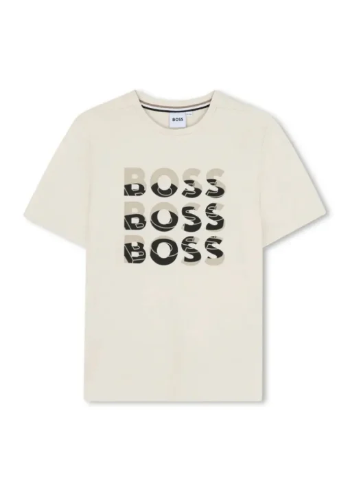 Boss Kids T-shirt Sabbia con Stampa Boss per Bambini