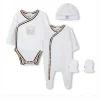 Boss Kids Tutina con Body Cappellino e Muffole Bianco per Neonati