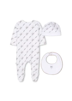 Boss Kids Tutina con Cappellino e Bavetta Bianco con Fox per Neonati