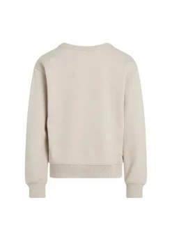 Calvin Klein Kids Felpa Beige Girocollo con Logo per Bambini