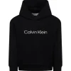 Calvin Klein Kids Felpa con Cappuccio Nera con Logo per Bambini