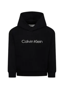 Calvin Klein Kids Felpa con Cappuccio Nera con Logo per Bambini