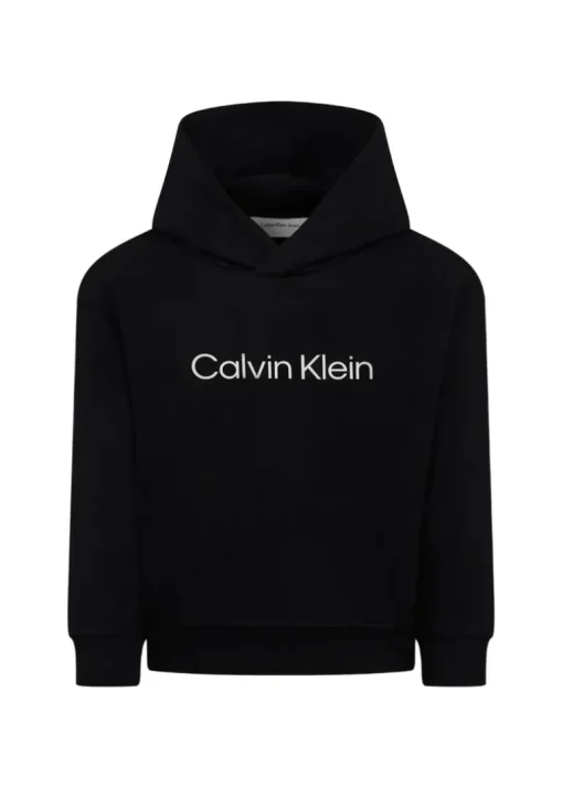 Calvin Klein Kids Felpa con Cappuccio Nera con Logo per Bambini