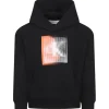 Calvin Klein Kids Felpa con Cappuccio Nera con CK per Bambini