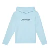 Calvin Klein Kids Felpa con Cappuccio Celeste con Logo per Bambini