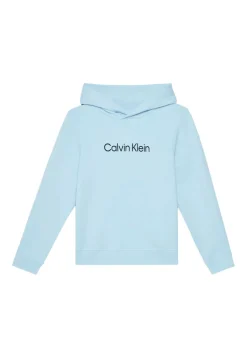 Calvin Klein Kids Felpa con Cappuccio Celeste con Logo per Bambini