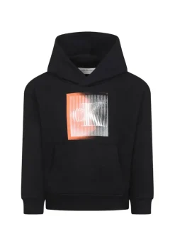 Calvin Klein Kids Felpa con Cappuccio Nera con CK per Bambini