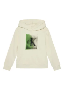 Calvin Klein Kids Felpa con Cappuccio Beige con CK per Bambini