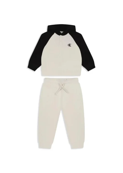 Calvin Klein Kids Felpa con Pantaloni Beige per Neonati