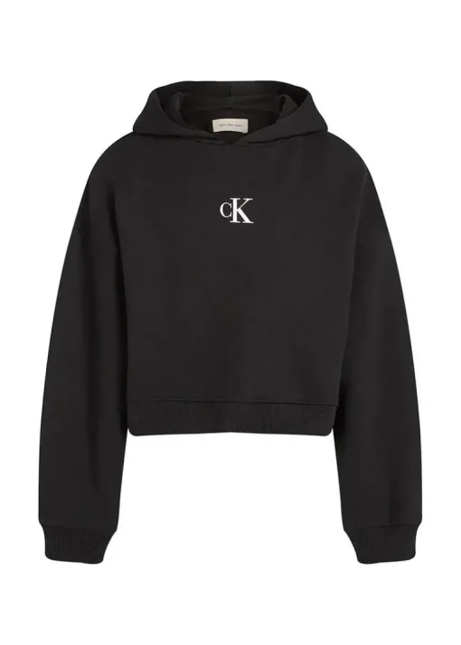 Calvin Klein Kids Felpa Nera con Cappuccio per Bambini